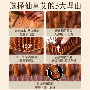 气垫按摩梳子头皮经络女士专用长发蓬松静电脱发家用防气囊檀木梳