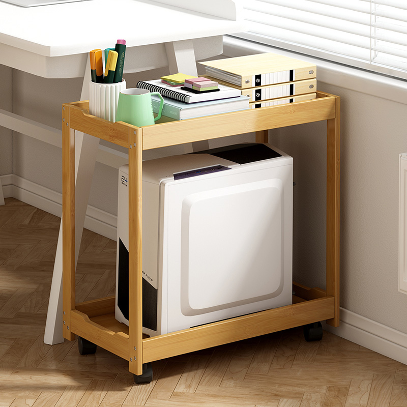 台式电脑主机托架实木多层移动托A盘机箱底座收纳架打印机置物架