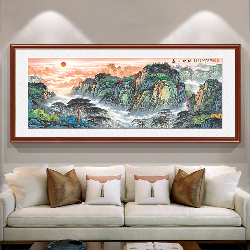 2025新款泰山神韵新中式装饰画国画山水办公室挂画风景客厅墙壁画