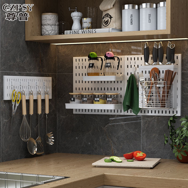 免打孔壁挂洞洞板砧板刀架厨用收纳挂钩铲勺一物多用省空间