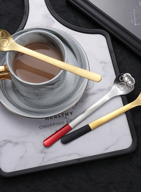 304不锈钢卡通猫爪搅拌勺子高颜值婚庆伴手礼网红玻璃杯创意礼品