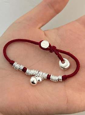 民族风小众葫芦碎银红绳盘缠手链女复古编织手绳平安喜乐秤砣