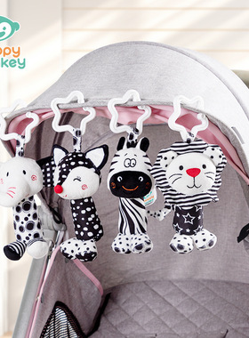 Happymonkey婴儿可爱黑白小风铃玩具推车挂件0岁宝宝追视黑白