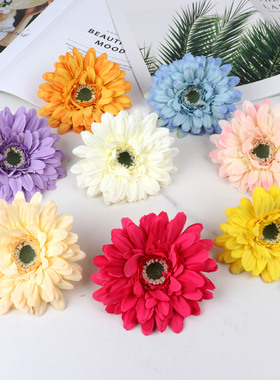 跨境进口非洲菊仿真花艺头扶郎装饰小清新客厅田园花瓶插花摆件