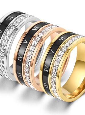 2025新款欧美风尚小众轻奢钛钢电镀女士高级感戒指批发潮流饰品