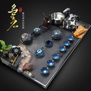 家用雾化流水观景石茶台简约全自动 乌金石茶盘整套功夫茶具套装