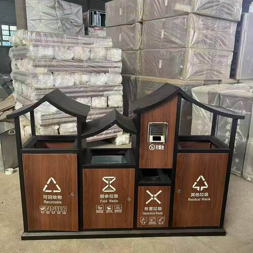户外果皮箱小区垃圾四分类定制厂家仿古垃圾桶景区大容量垃圾筒