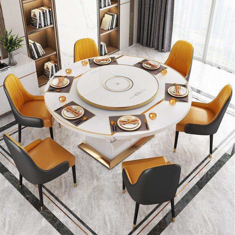 多功能餐桌椅组合家用暖菜带转盘现代简约伸缩折叠电磁炉圆形饭桌,住宅家具,玻璃餐桌,淘宝优惠券,粉丝福利购,淘宝优惠卷