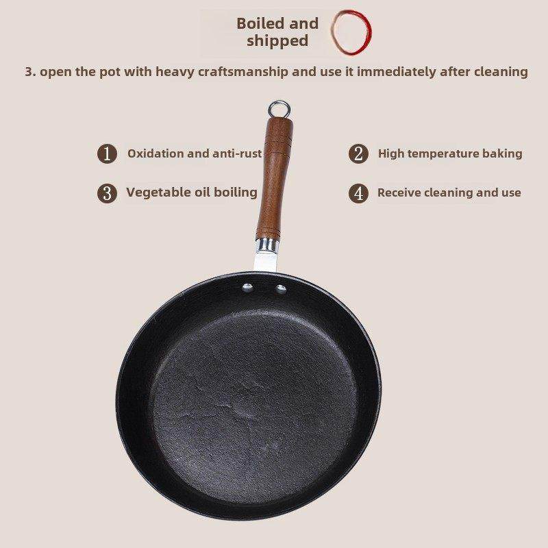 厨壹力平底锅小铁锅烙饼煎饼锅不粘锅煎蛋锅家用无涂层牛排煎锅
