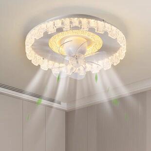 2025新款现代简约高端一帘幽梦灯高端冰晶压克力吊扇灯卧室吸顶灯