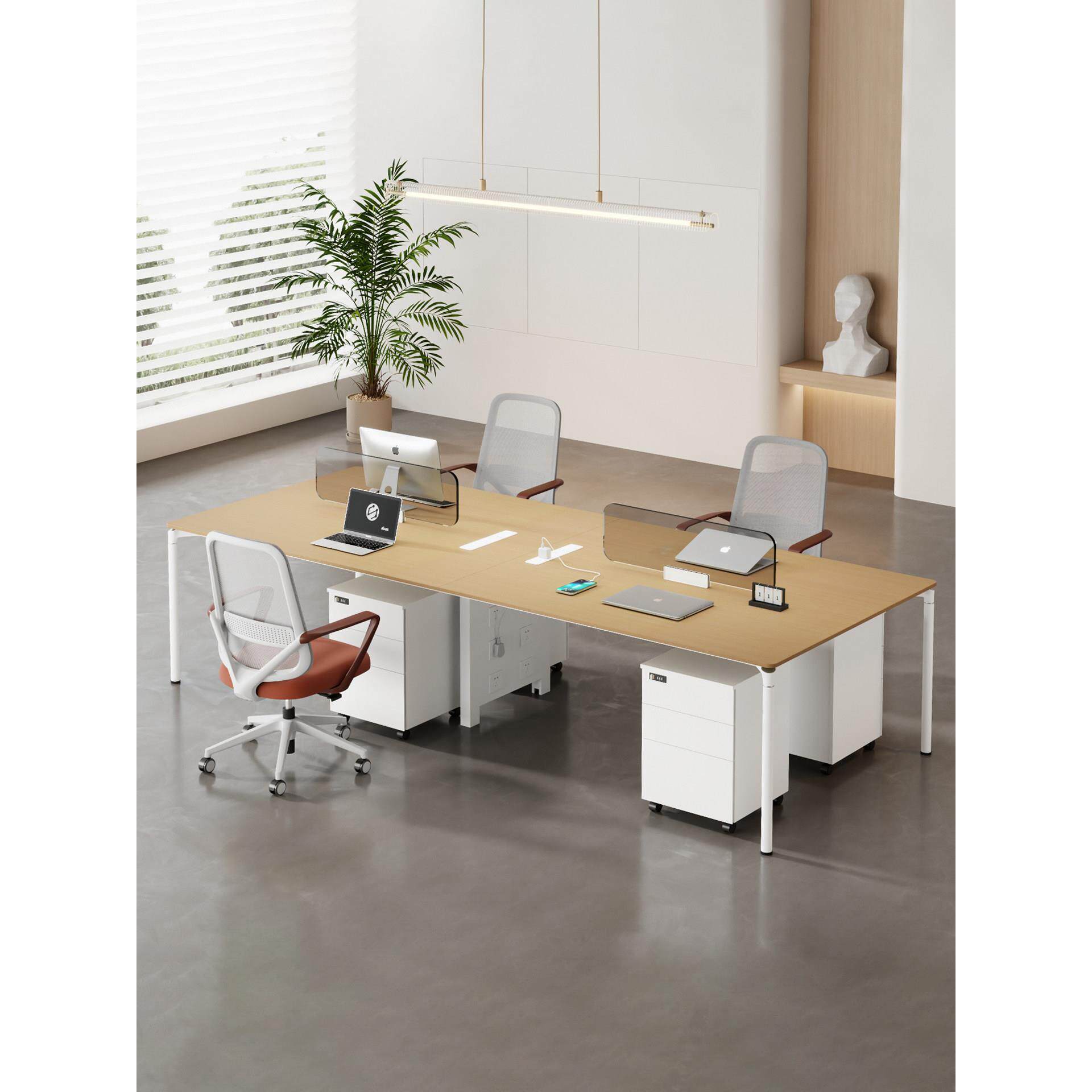 员工办公桌简单现代2/4/6人员工办公室创意公司电脑桌和椅子