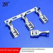 4.8插簧187母端子连绕端子连带横带横送端子黄铜镀锡B脚4000个 卷