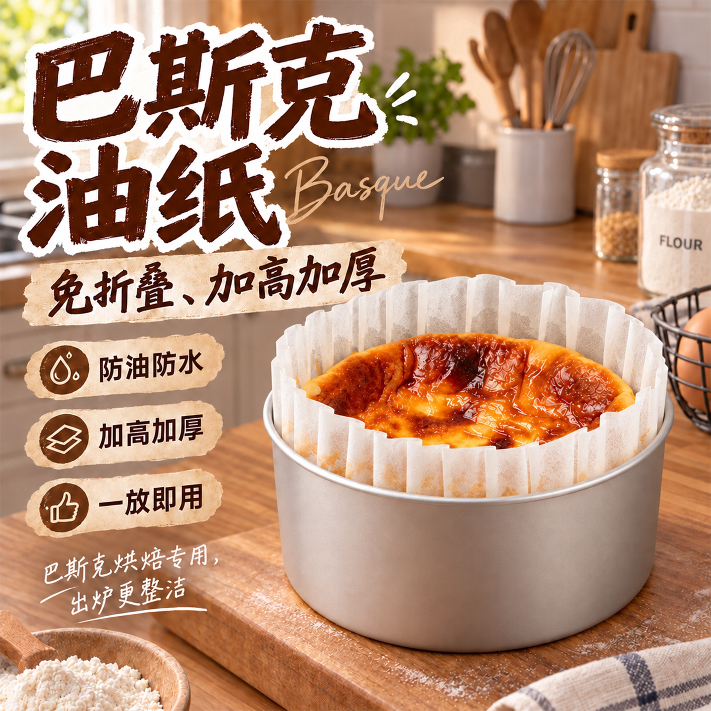 巴斯克油纸4寸5寸6寸8寸蛋糕托垫防烘焙模具工脱食品专用烤包装盒