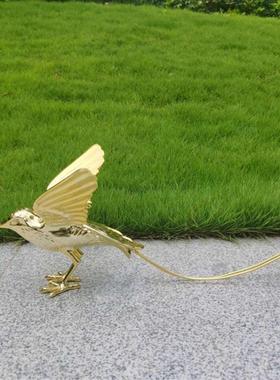 彷真金属创意小鸟摆件雕塑居家庭院园林洒柜装饰品动物模型水池