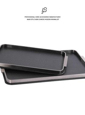 轻奢现代编织皮革金属托 托盘家居软装客厅茶几收纳盘浴室香薰盘
