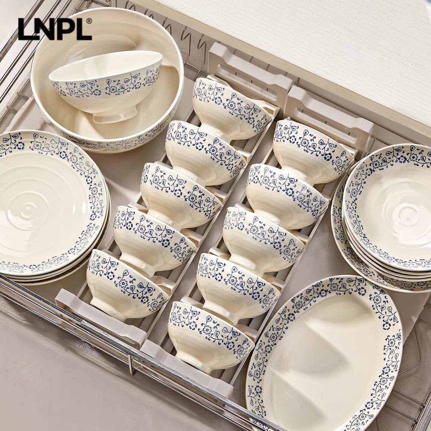 LNPL中式陶瓷餐具套组2026新款釉下彩碗盘子碗碟碗筷碗具乔迁送礼