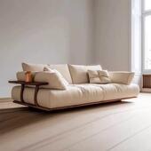 新中式 北美黑胡桃木沙发客厅实木布艺直排别墅样板房高级定制家俱