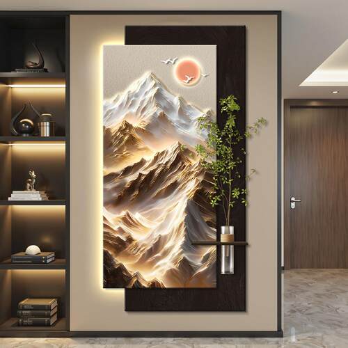 轻奢led带灯入户进门玄关装饰画走廊过道挂画壁画简约现代高级感