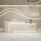 简约美容院收银柜台弧形服装 店美甲甜品店吧台瑜伽馆公司前台接待