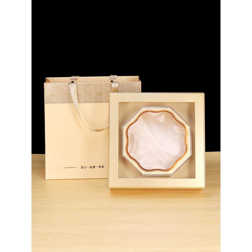 新款金色开窗包装盒高档烤漆木盒八角内胆燕窝虫草海参通用礼品盒