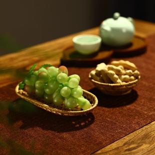 越南藤编果盘手工竹编迷你茶点盘水果篮糕点筐果碟毛巾托家用收纳