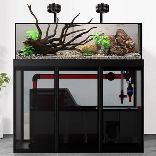 极窄溢流溪流缸鱼缸水族箱大型水草缸超白玻璃客厅底滤吉罗兰寿缸