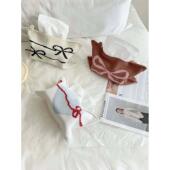 饰 芭蕾风可爱客厅桌面装 牛仔家 原创蝴蝶结纸巾盒针织纸巾包韩式