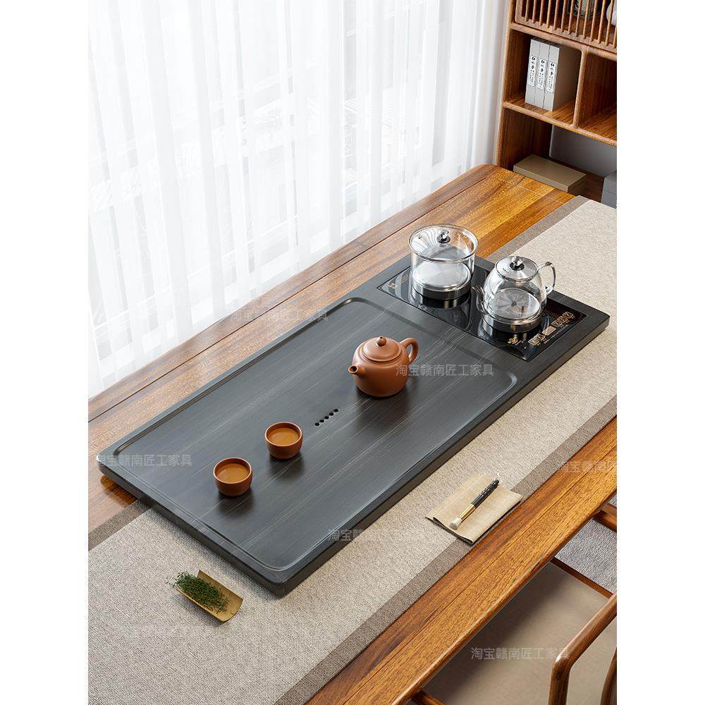 一套天然石黑金石茶盘与排水电磁炉全自动嵌入集成玻璃水壶,餐饮具,茶盘,淘宝优惠券,粉丝福利购,淘宝优惠卷