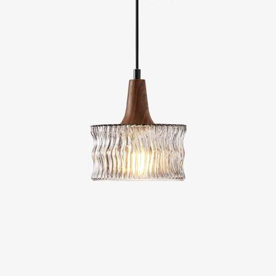 意式复古玻璃胡桃木纹卧室床头吊灯中古风设计师极简高级感小吊灯