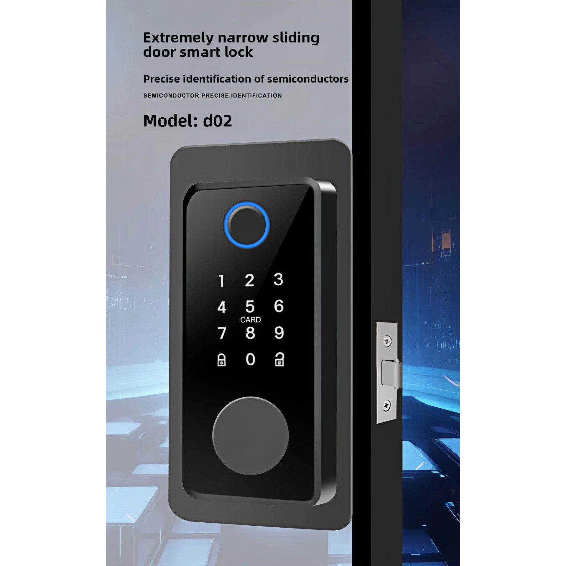 滑动门指纹锁极窄滑动门密码锁办公室玻璃门密码锁极窄框架密码锁