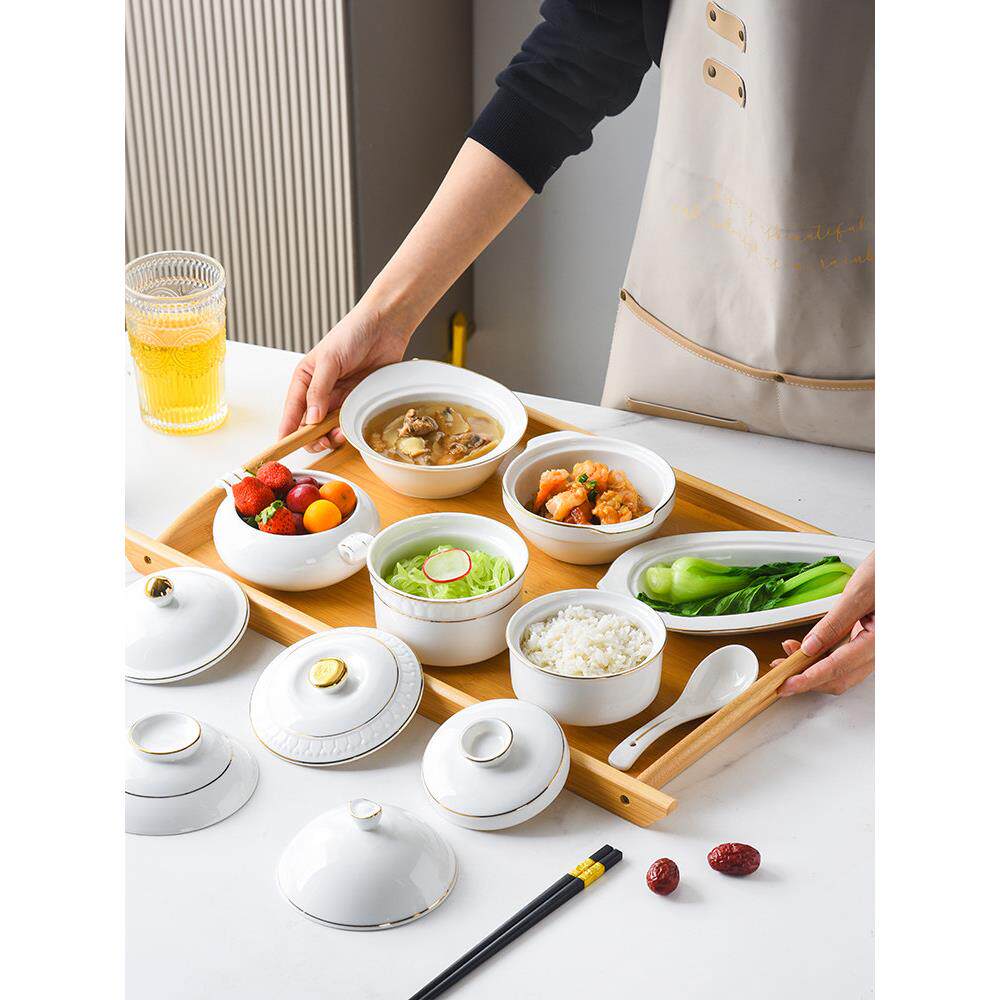 陶瓷月子餐具套装产妇专用带盖碗餐盘一人食精致月子会所中心餐具