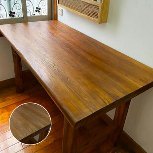 榆木茶桌老实木条案一字板覆古长桌原木吧台书桌家用茶台桌面桌子