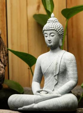 香岛软饰蓝沙石雕新中国风鱼缸景观装饰流水景观家居客厅工艺品