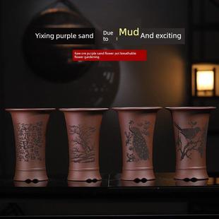 宜兴紫砂花盆陶瓷大兰花花盆高值中式室内简约香兰花盆