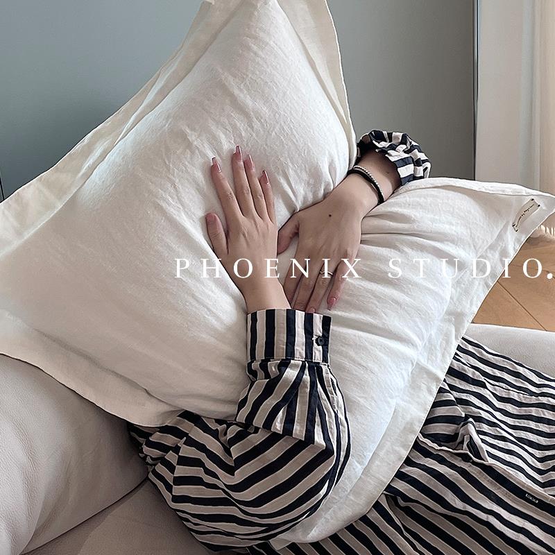 法国雨露纯亚麻抱枕靠垫客厅沙发卧室靠背侘寂风日式床头大靠包