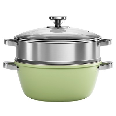 新款牛油果绿e陶瓷汤锅家用双面陶瓷炖煮锅通用炉灶多功能汤锅