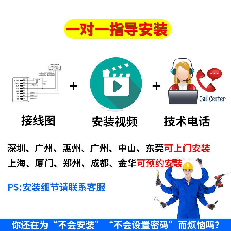 门禁系统套装电磁锁磁力锁小区单元玻F璃门铁门刷卡电子门禁一体
