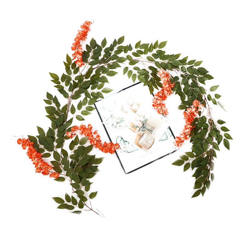 仿真紫藤花壁挂铁丝大藤条u婚庆拱门吊顶垂吊装饰塑料豆花藤蔓花