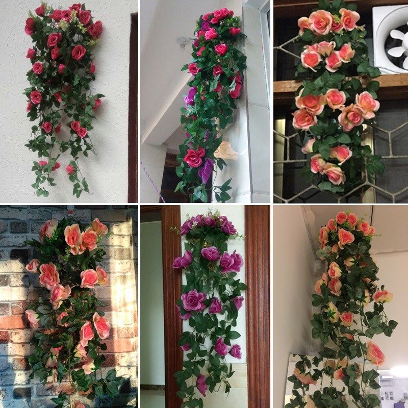 仿真花藤条假花藤蔓塑料花藤室内客厅F墙壁壁挂吊篮装饰花植物墙