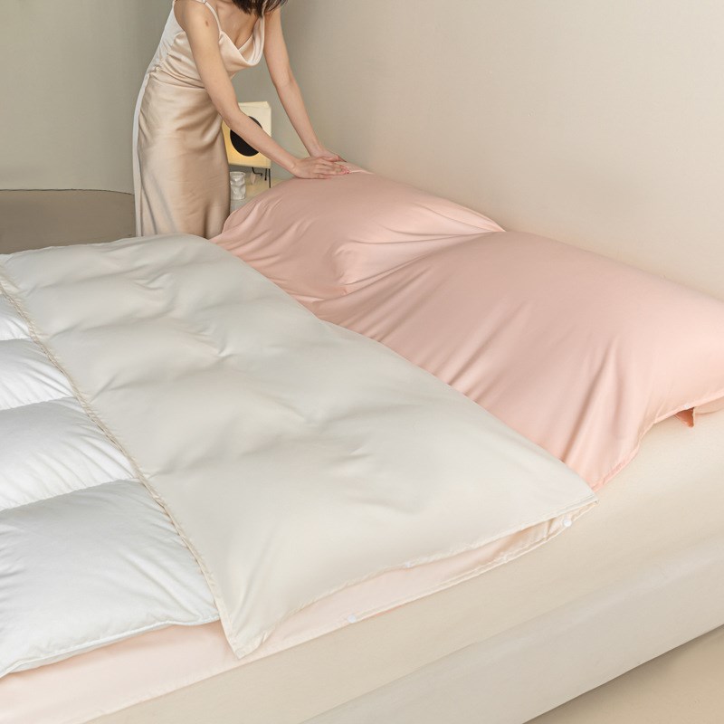纯色水洗冰丝隔脏睡袋夏季凉感单双人旅行酒店出差U一体式床单被