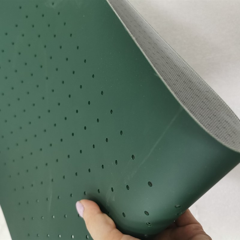 工厂现货墨绿j色PU输送带切叠一体机平皮带激光打孔吸风传送带