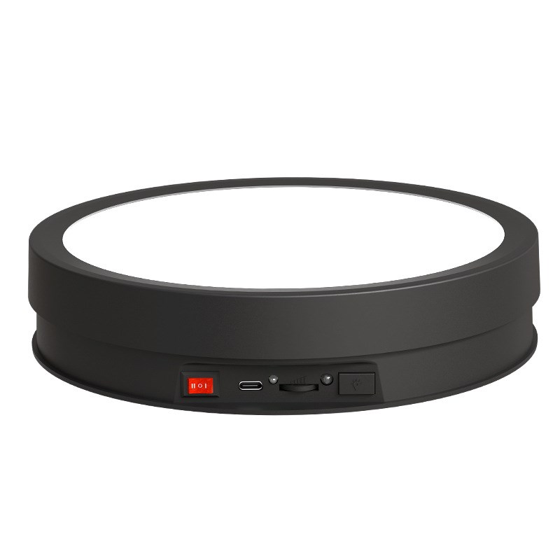 跨境新款电动展示台o智能遥控调速调节发光旋转直播拍摄自动旋转