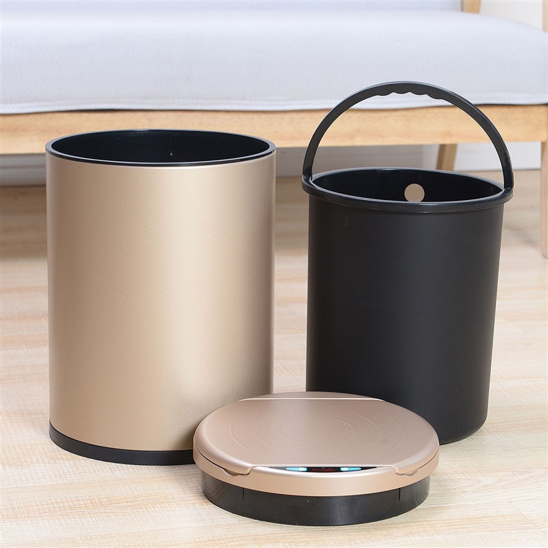 奥尔丰不锈钢智能感应垃圾桶家用C客厅厨房自动卫生间电动香槟金