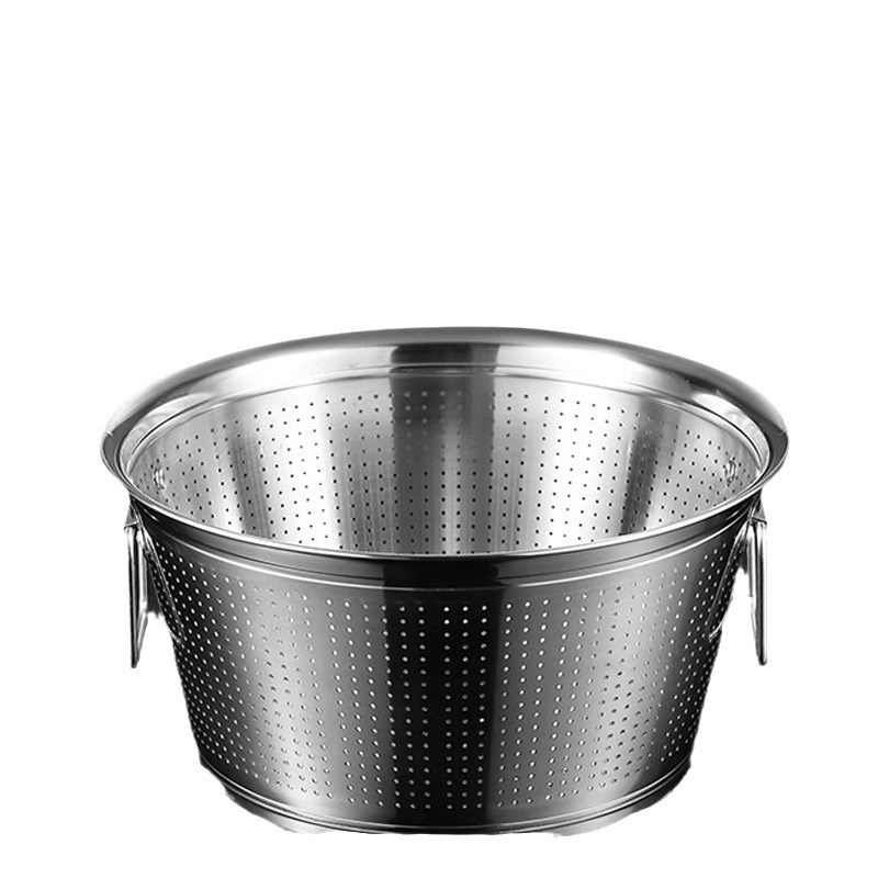加厚大容量不锈钢沥水桶r沥水盆带手把洗菜桶商用厨房淘米筛沥水