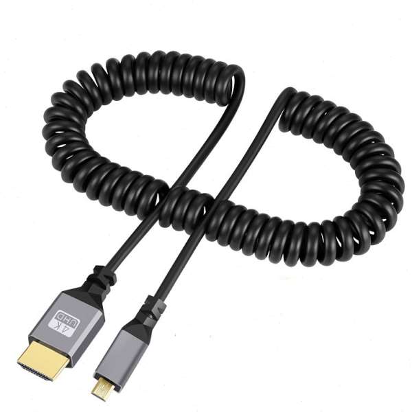 minihdmi转hdmi清线HDMI转micro拉伸弹簧线4K平板相机连接线