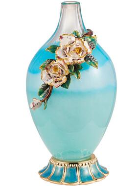 珐琅彩琉璃花瓶摆件轻奢风格客厅餐桌玄关电视柜后现代家居装饰品