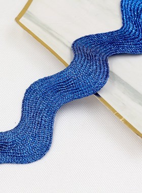 S形涤纶波浪曲边带红色绿色2.5cmF紫色金银花边带深蓝色黄色织带