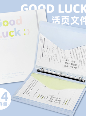 嗨士袋×三年二班 活页文件袋A4插页文件夹资料册试卷收纳袋学生专用卷子大容量办公档案整理初中生学科分类