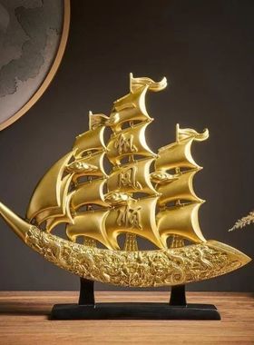 轻奢一帆风顺帆船摆件家居酒柜玄关客厅办公室高档高端装饰品摆件