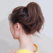 高马尾假发女真发梨花卷20厘米超轻抓夹式 真人发丝短发辫子发量少